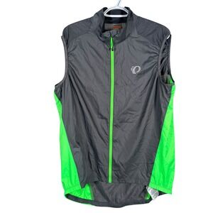 Pearl Izumi Elite Cycling Vest Mens XL Gray Green Full Zip Wind Shell Reflective